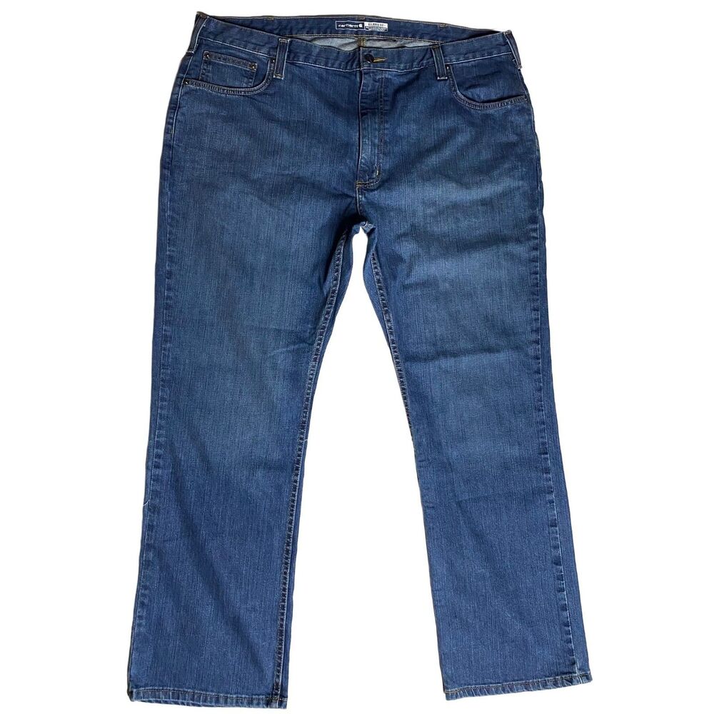 Carhartt Relaxed Fit Jeans Mens 42x30 Blue Denim Stretch Workwear BD2804-M